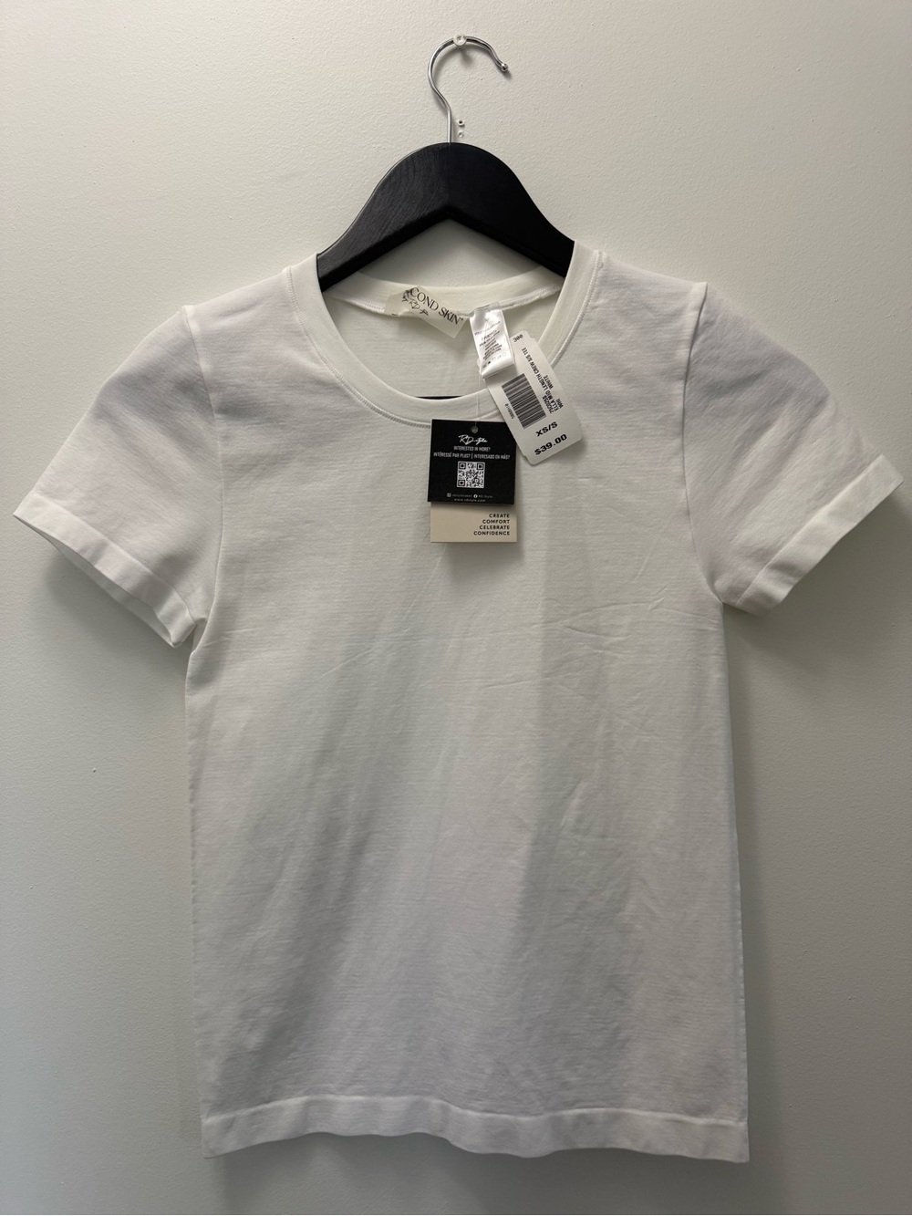 Second Skin White Crewneck Short Sleeve Tee